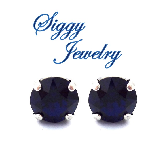 Swarovski® Dark Indigo Studs, Dark Blue Earrings Swarovski® Dark Indigo Studs, Dark Blue Earrings